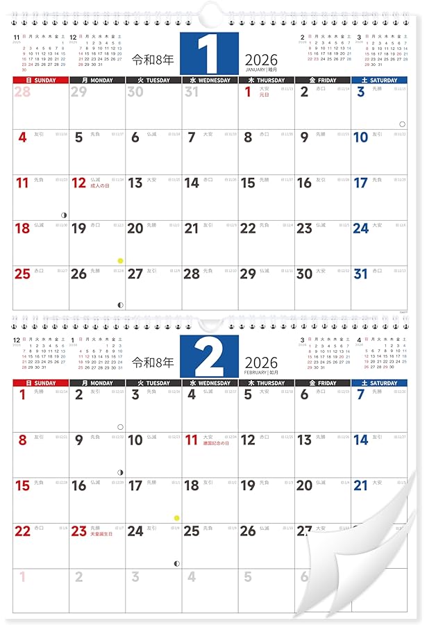 Amazon.co.jp: 【K13】 2025年 シンプル 2ヵ月カレンダー ［ダブル